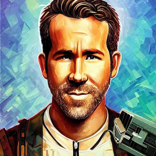 Prompt: ryan reynolds in disco elysium, portrait, painting, high quality