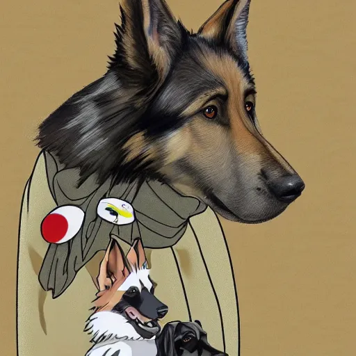 Image similar to German Shepherd, studio Ghibli, anime
