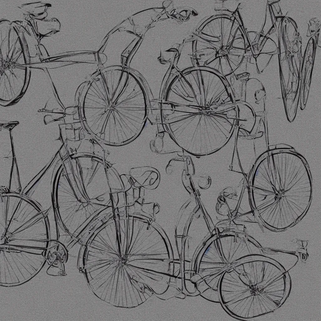 Prompt: pencil drawn bicycles texture art, 4k