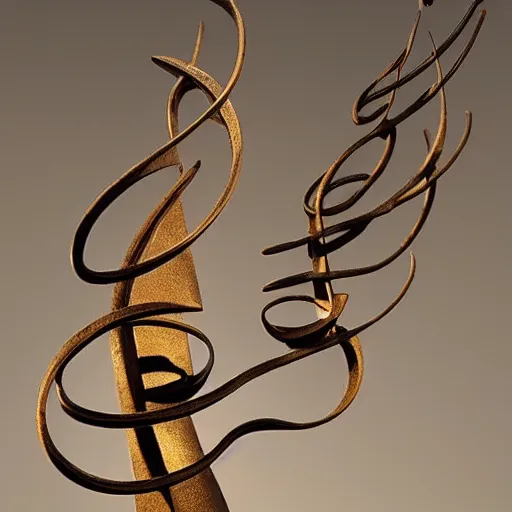 Image similar to a sculpture in bronze depicting music notes 🎵, 8 k, unreal engine, studio lighting, art installation,