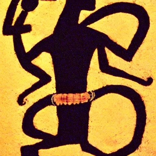 Prompt: dancing shaman with tambourine, paleolithic cave art