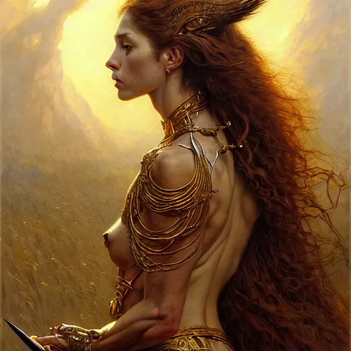 Image similar to highly detailed portrait of a majestic lioness queen in the form of a beautiful woman. d & d. art by donato giancola, eugene delacroix, ruan jia, rebecca guay. trending on artstation, intricate details, energetic composition, golden ratio, concept art, illustration, elegant art, global illuminaition