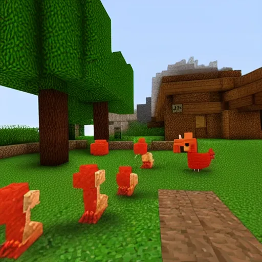 Image similar to random screenshoot from minecraft with player and chickens, elegant, sharp focus, golden ratio, boost with california filter, than you