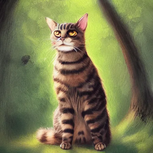 Prompt: portrait of a cat in a forest, by kawacy, trending on artstation, backlighting, sunlight, trending on pixiv, bokeh, furry art