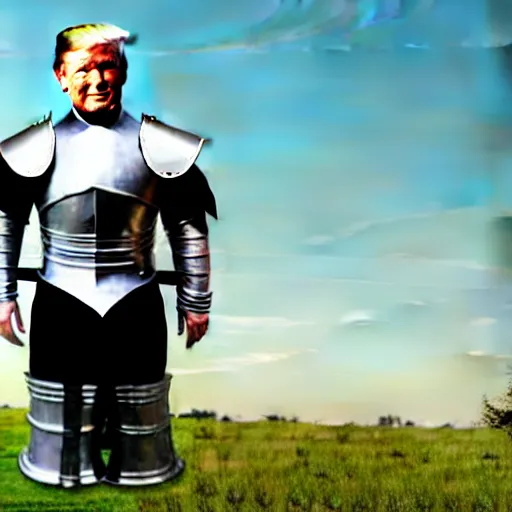 Image similar to full - body - front - shot, donald trump, knight'armor, crown, renaissance painting of a knight,