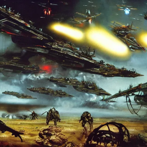 Image similar to battle of endor by dali, epic scope, cinematic lighting.