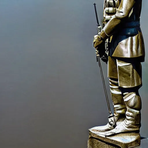 Image similar to soldier, statue, chrome, reflect photograph