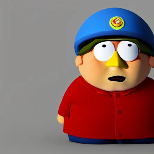 Image similar to eric cartman, low - poly 3 d model, rendered in octane, ambient occlusion