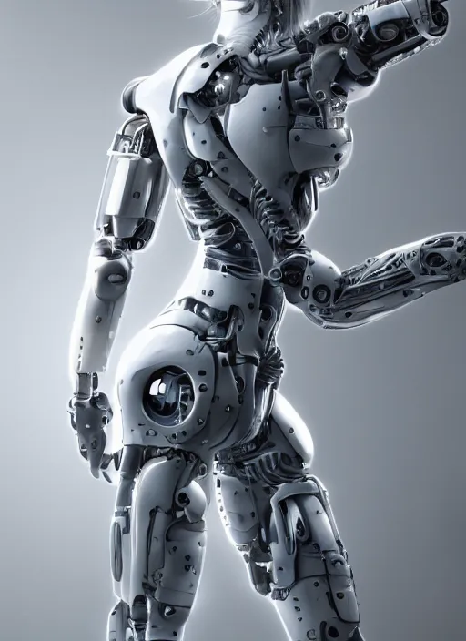 Image similar to photorealistic detailed full body picture of a female cyborg, humanoid, extreme, uhdr, book called the most influental cyborg in 2 0 5 0, fine details, highly detailed, intricate, smooth sharp focus
