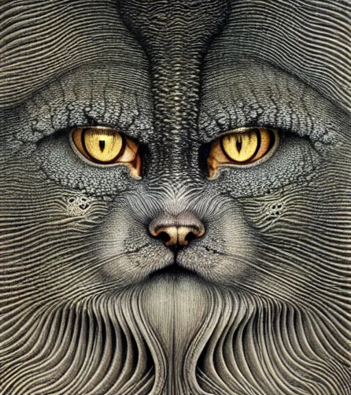Prompt: detailed realistic beautiful manul face portrait by jean delville, gustave dore, iris van herpen and marco mazzoni, art forms of nature by ernst haeckel, art nouveau, symbolist, visionary, gothic, neo - gothic, pre - raphaelite, fractal lace, intricate alien botanicals, ai biodiversity, surreality, hyperdetailed ultrasharp octane render