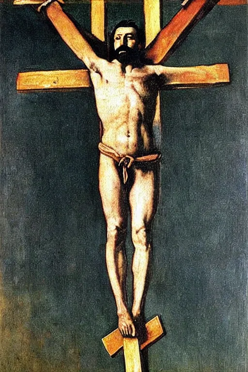 Image similar to “ the painting ‘ stalin crucified ’ by diego velazquez ”