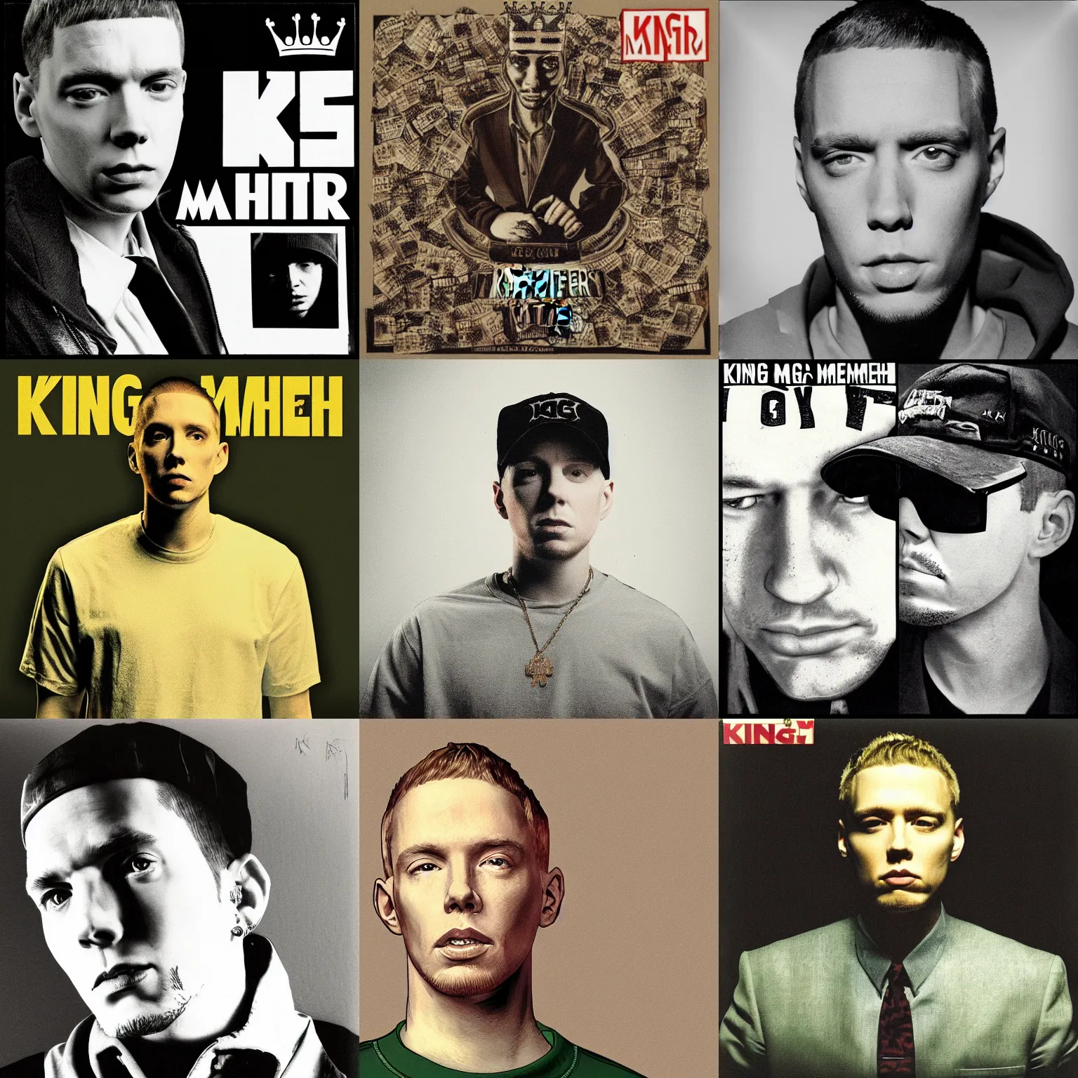 Prompt: king mathers album cover, high quality, discogs, detailed