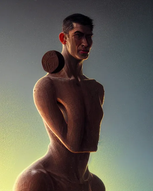 Prompt: conquering imbalance, male portrait, chocolate. rugged, highly detailed, intricate background, complex 3 d render by ilya kuvshinov, peter mohrbacher, greg rutkowski, karl spitzweg, thomas kinkade, victo ngai. unreal engine, blender, octane, ray tracing. sharp focus, masterpiece, post processing, deviantart