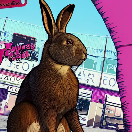 Image similar to a rabbit, gta 5 cover art