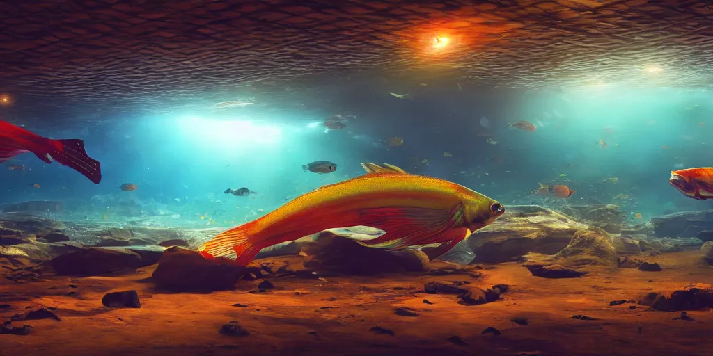 Image similar to fish rgb, unreal 5, hyperrealistic, realistic, photorealistic, dynamic lighting, highly detailed, cinematic landscape, studio landscape, studio lighting