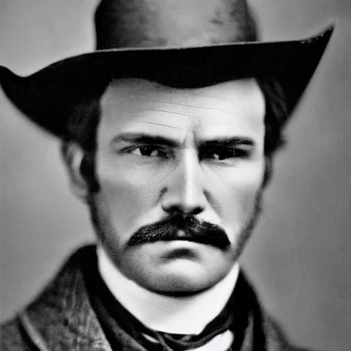 Prompt: face portrait clean shaven cowboy Arthur Morgan from red dead redemption 2 dramatic lighting late 1800s Daguerreian photo by Mathew Brady