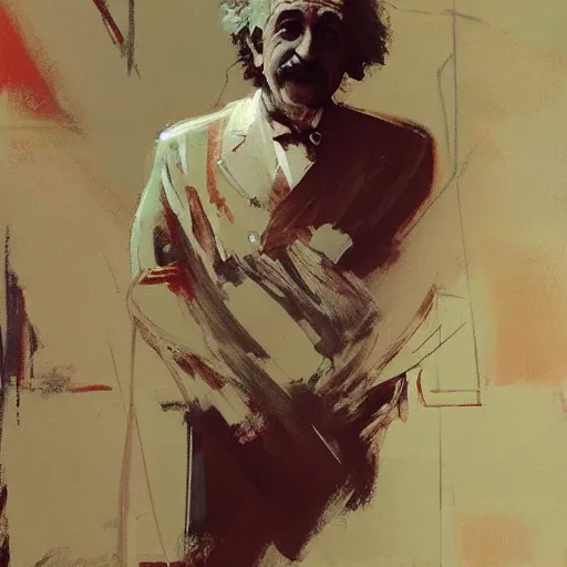 Image similar to albert einstein, intricate, elegant, highly detailed, greg manchess, mucha, liepke, ruan jia, jeffrey catherine jones, ridley scott