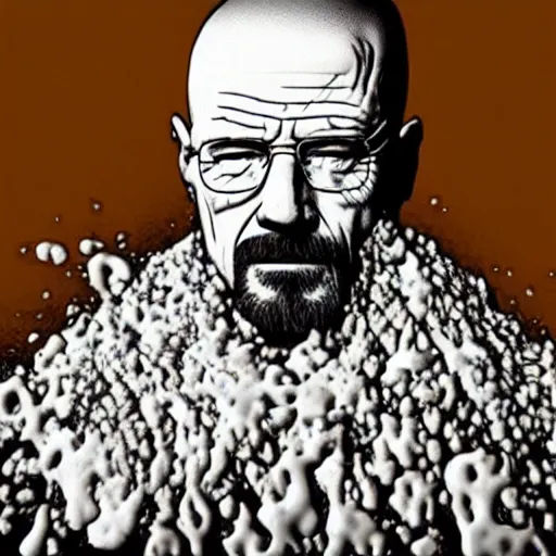 Image similar to “Walter white covered in milk”