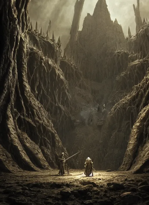 Image similar to medieval adventurers in the lord of the rings scenery landscape, inside an enormous alien cathedral, tarrasque, portal to another dimension, highly detailed, cinematic lighting, perfect composition, 4 k, gustave dore, derek zabrocki, greg rutkowski, beksinski, octane render