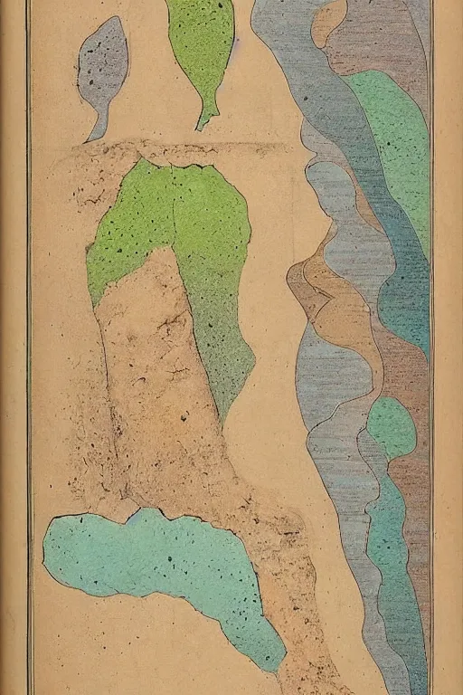 Prompt: a page of an ancient text with diagrams of colorful geological chart by franklin booth h 7 6 8 -