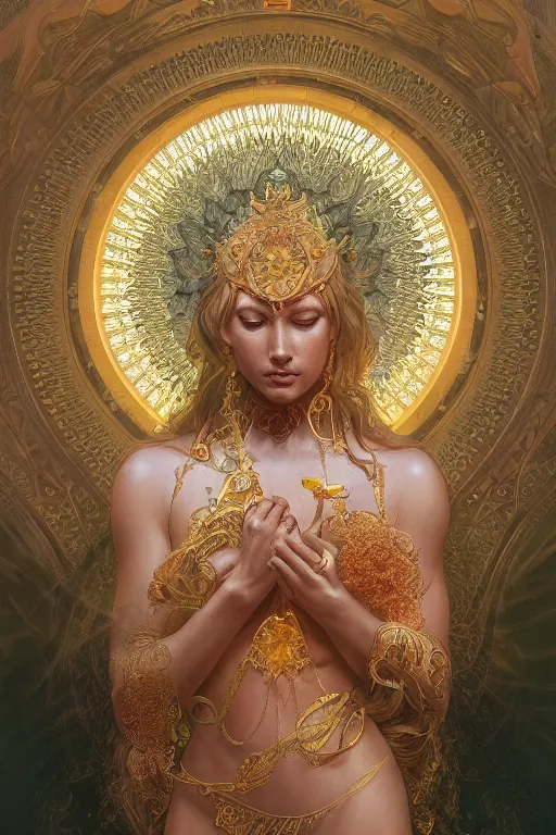 Image similar to ultra realistic illustration, a jade statue of sacred geometry, intricate, elegant, highly detailed, digital painting, artstation, concept art, smooth, sharp focus, illustration, art by artgerm and greg rutkowski and alphonse mucha