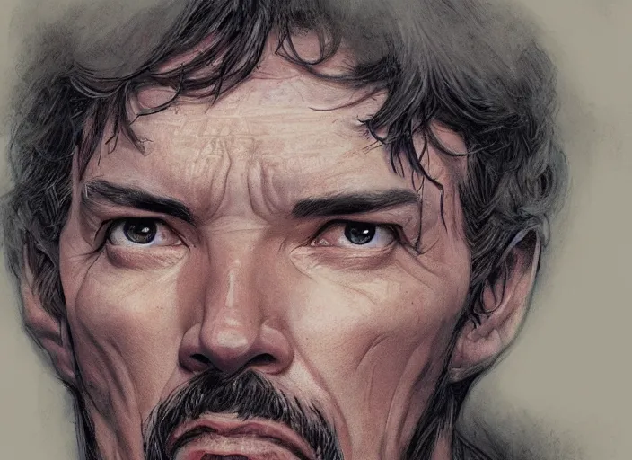 Image similar to a highly detailed ugly portrait of stephen strange, james gurney, james jean