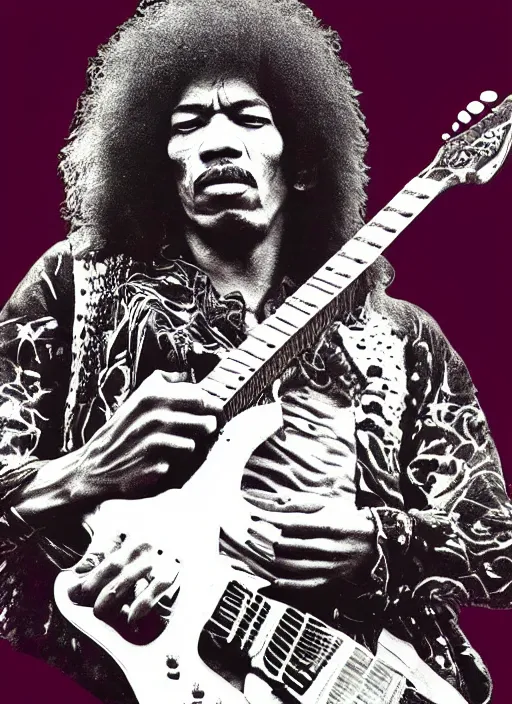 Image similar to a portrait of jimi hendrix playing guitar, digital art, highly detailed, by david cronenberg