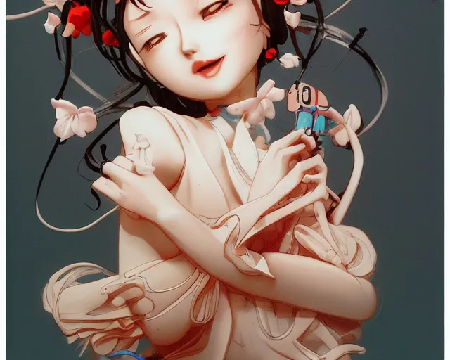 Image similar to James Jean isolated cheerful tomboy vinyl figure concept art, figure photography, smooth sharp focus, tropical undertones, anime stylized, high detail, ethereal lighting - H 640