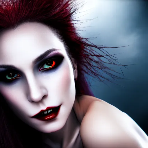 Prompt: photo of a beautiful vampire queen with, highly detailed, 4 k, hdr, smooth, sharp, focus, high resolution, award - winning photo