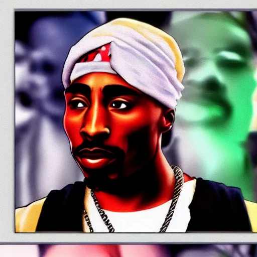 Image similar to Tupac Shakur, screenshot from a 2012s anime