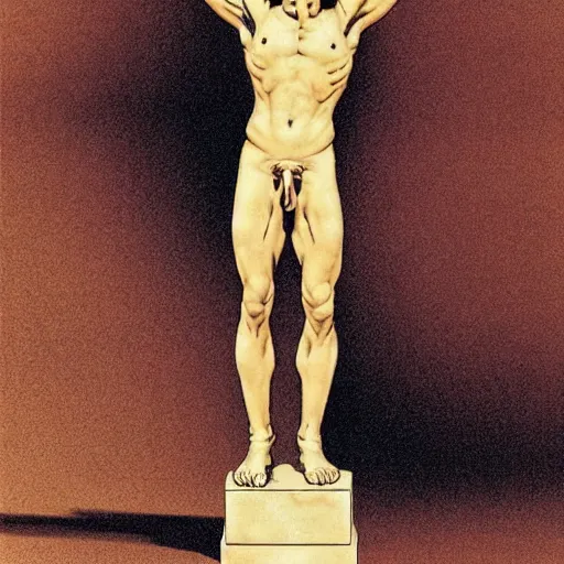 Image similar to a greek statue by hirohiko araki and moebius