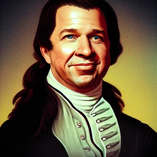 Image similar to Ron Desantis smiling, in the style of a founding father portrait, dreamlike, horror, intricate detail, 3d render, octane render, god rays, depth of field, trending on artstation, 4k, hd