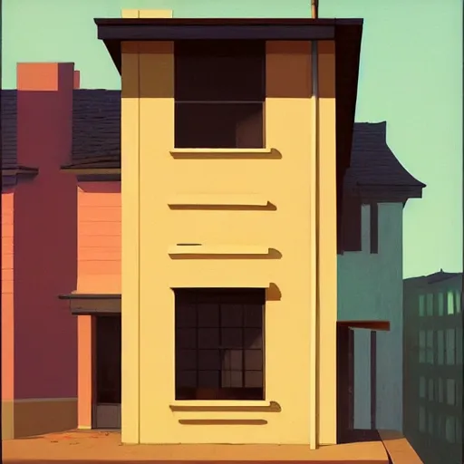 Prompt: summertime sadness architecture by atey ghailan ( ( ( and edward hopper ) ) )