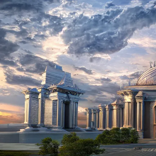 Image similar to high detail, hyperrealisitic, photo of god ln a futuristic temple