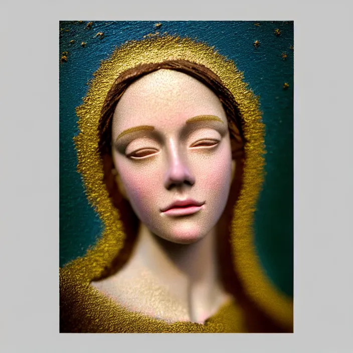 Image similar to kodak portra 4 0 0, 8 k, soft light, volumetric lighting, highly detailed, britt marling style 3 / 4, portrait photo of the virgin mary, highly detailed face, inspired by ophelia paint, a beautiful scenery with highly detailed landscape, realistic, refined, beautifully detailed, natural outdoor soft pastel lighting colors scheme, outdoor fine art photography, hyper realistic, photo realistic