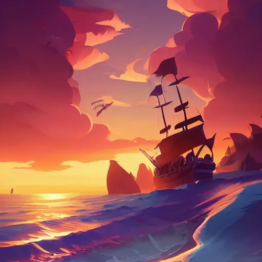 Image similar to painting treasure on sea of thieves game smooth median photoshop filter cutout vector, behance hd by jesper ejsing, by rhads, makoto shinkai and lois van baarle, ilya kuvshinov, rossdraws global illumination