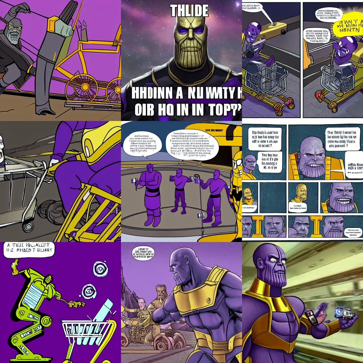 Prompt: Thanos in a trolley problem