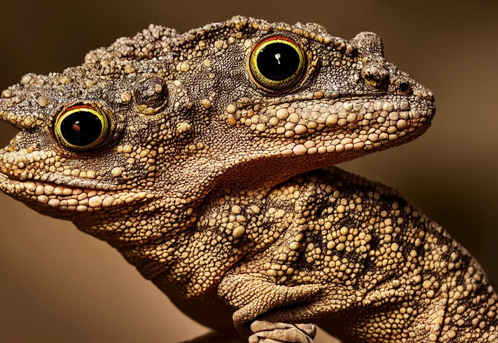 Prompt: An award winning photo of a single Tokay crocodile chameleon, environmental portrait, wildlife photography, National Geographic, 4k