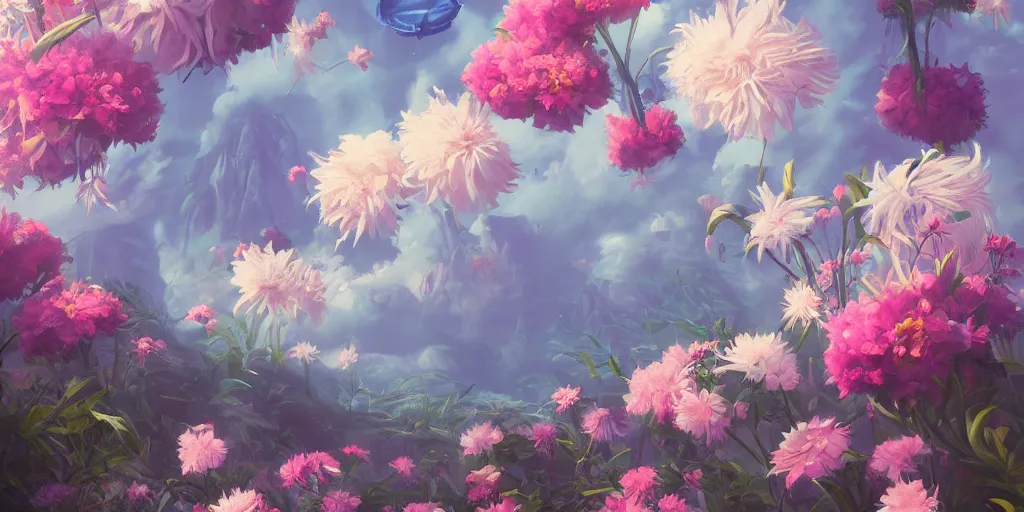 Prompt: retro painting of surreal waiizi flowers, by ross tran, highly detailed, hyperrealism, excellent composition, cinematic concept art, dramatic lighting, trending on artstation