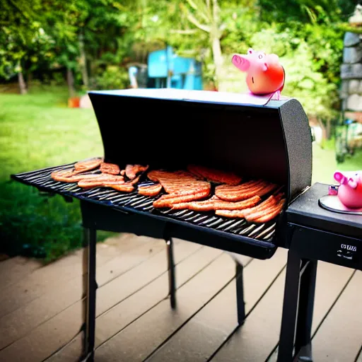 Prompt: peppa pig on a barbecue, dslr photo