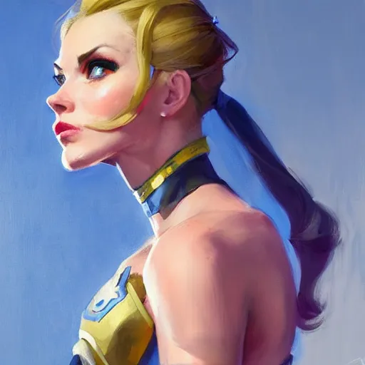 Image similar to greg manchess portrait painting of alice zuberg as overwatch character, medium shot, asymmetrical, profile picture, organic painting, sunny day, matte painting, bold shapes, hard edges, street art, trending on artstation, by huang guangjian and gil elvgren and sachin teng