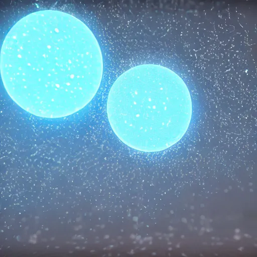 Prompt: Soap Bubbles floating in air filled neon sand gas made out of pulver, pulver floating around, night, Unity particle system, Unreal Engine 5 showcase, 40nm, shallow depth of field, split lighting, 4k,