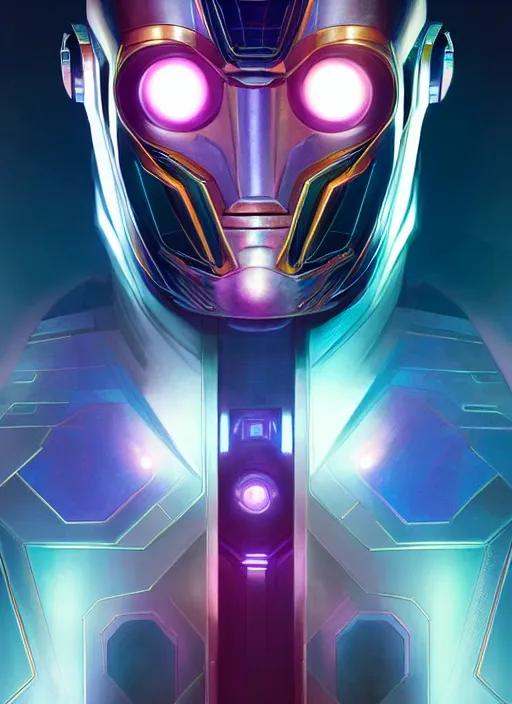 Image similar to symmetry!! portrait of kang the conqueror, marvel, sci - fi, tech wear, glowing lights!! intricate, elegant, highly detailed, digital painting, artstation, concept art, smooth, sharp focus, illustration, art by artgerm and greg rutkowski and alphonse mucha