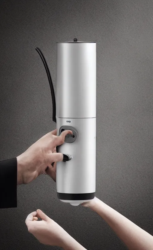 Image similar to a stylish handheld electric coffee grinder ; designed by marc newsom, zaha hadid, blonde, joseph and joseph, dieter rams ; natural materials ; industrial design ; behance ; le manoosh ; pinterest ; if design award ; reddot design award