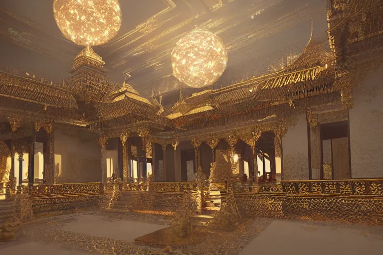 Prompt: the most amazing dream you ever had about minangkabau palace, hyper realistic, ambient lighting, concept art, intricate, hyper detailed, smooth, dynamic volumetric lighting, octane, cinematic