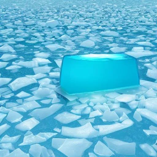 Prompt: plastic iceberg floating in the ocean, partially emerged, hyperrealistic, photography, high detailed, water texture, plankton and fishes, deadly, poison, polluted but clear water