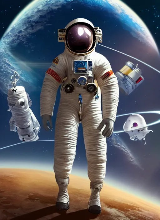 Prompt: high intricate donkey as an astronaut on space harbor, full shot, maria panfilova, andrea savchenko, mike kime, ludovic plouffe, qi sheng luo, oliver cook, julian calle, eddie mendoza, trending on artstation