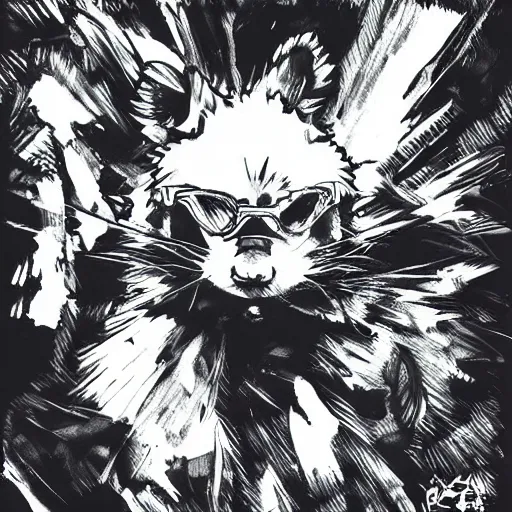 Image similar to hamster drawing in the style of yoji shinkawa