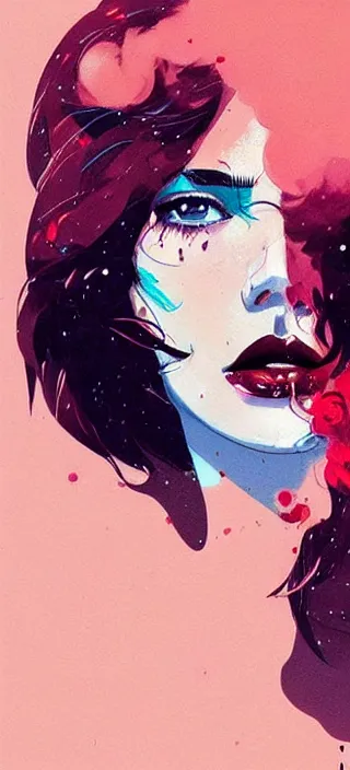 Image similar to lots of swirling, dreamy, thick smoke exhaled from a pretty young woman's open mouth, smoke drifting all around, by conrad roset, dramatic digital art, trending on artstation