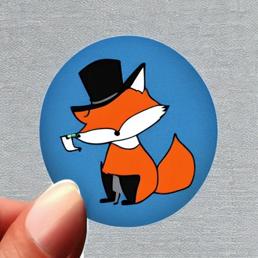 Prompt: a beautiful sticker of a cute chibi fox wearing a tweed hat and smoking a pipe